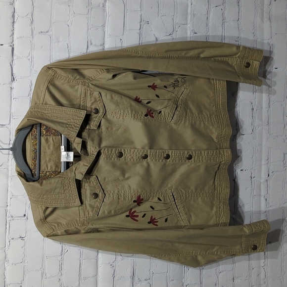 Live A Little Painted Flowers Button Up Jacket Sz. XL - Picture 1 of 7